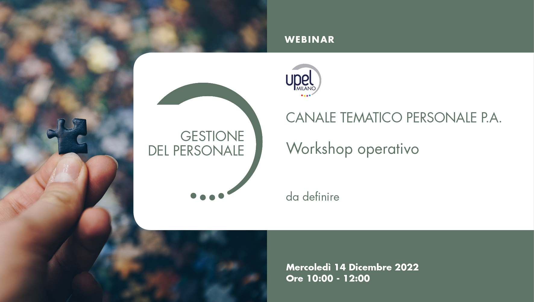 Canale Tematico Gestione Personale  P.A. - 24 - WORKSHOP OPERATIVO