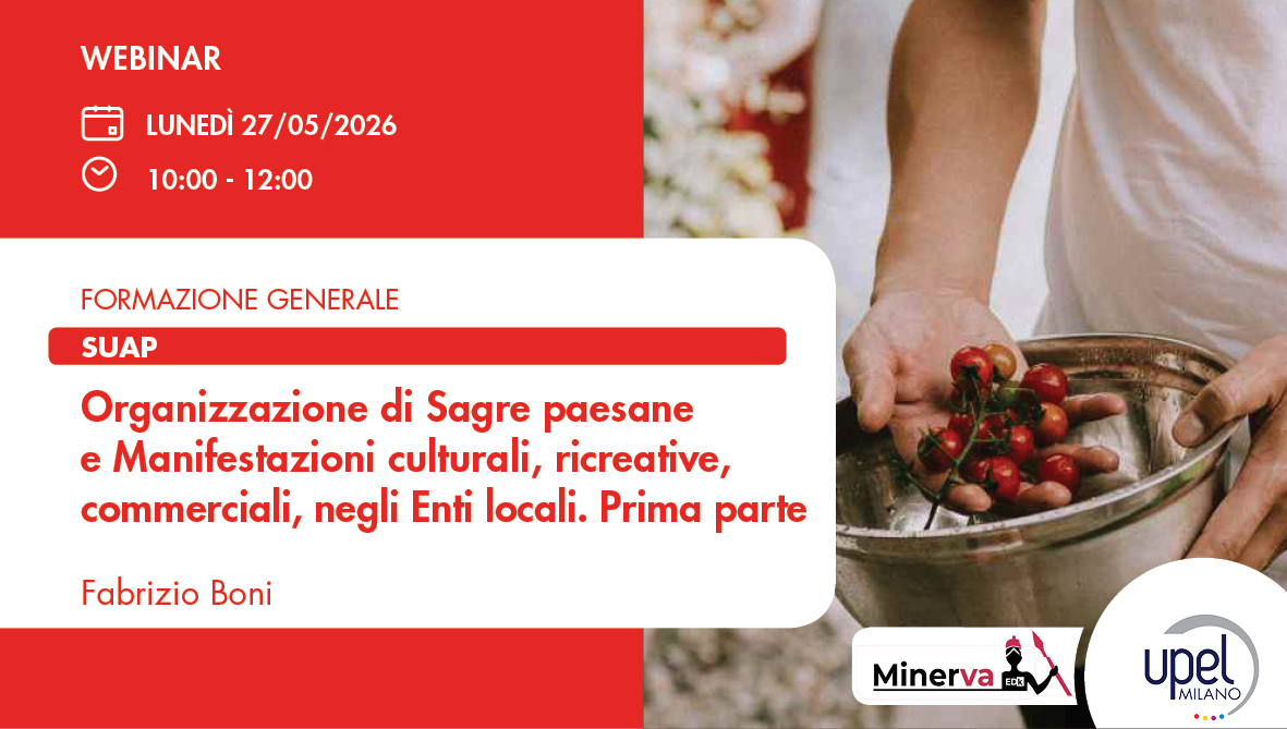 Organizzazione di Sagre paesane e Manifestazioni culturali, ricreative, commerciali, negli Enti locali. Parte I