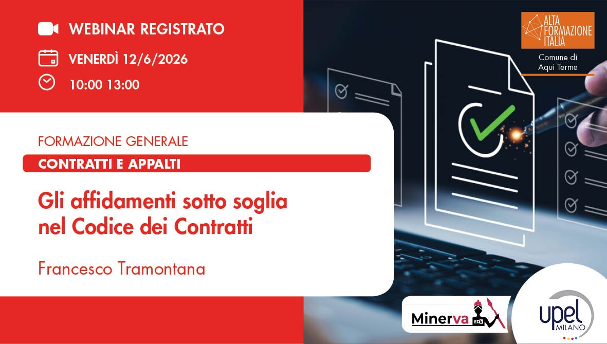 VIDEO - Gli affidamenti sotto soglia nel Codice dei contratti